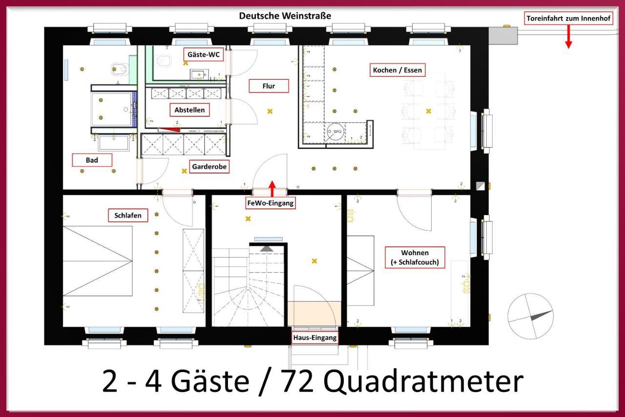 Neue90 - Fewo Steinacker, Weinstrasse Kallstadt Pfalz, 2Zkb - Keine Monteure Exterior foto